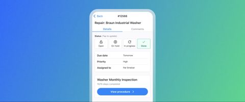MaintainX screenshot: Mobile work order detail screen