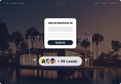 Lofty screenshot: Lead registration prompt on agent site