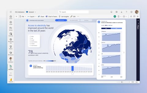 Microsoft Power BI screenshot: Interactive map report