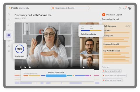 Mindtickle screenshot: Call review with AI summary