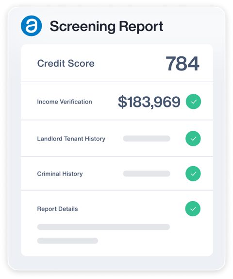AppFolio screenshot: Tenant screening report