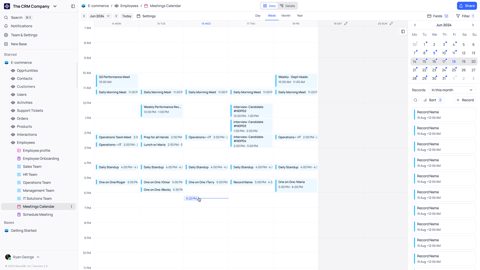 NocoDB screenshot: Calendar view