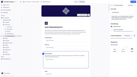 NocoDB screenshot: Form view builder