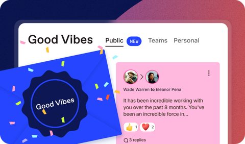 Officevibe screenshot: Good Vibes recognition feed