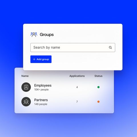 Okta screenshot: Groups list in admin console