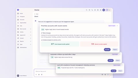 Outreach screenshot: Home screen with AI suggestions