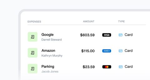 Payhawk screenshot: Company expenses list by amount and type