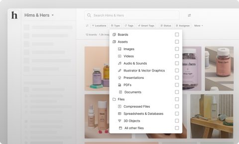 Air screenshot: Search filters across boards and assets