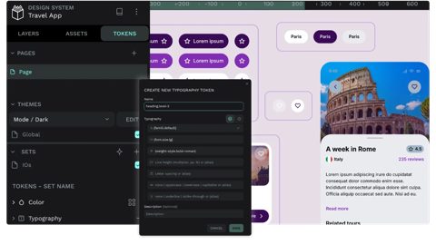 Penpot screenshot: Creating a typography token