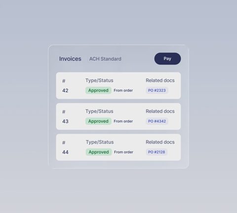 Precoro screenshot: Invoices list with approval status