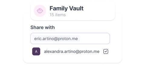 Proton Pass screenshot: Shared family vault