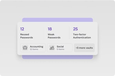 1Password screenshot: Watchtower report of password risk