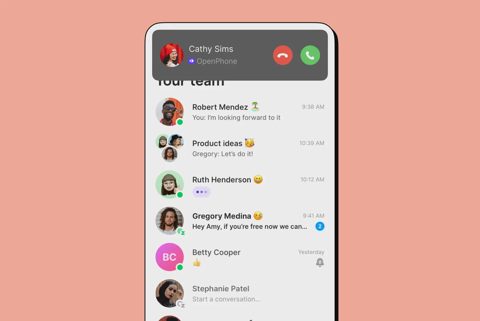 Quo screenshot: Mobile app inbox with incoming call