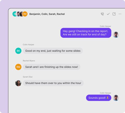 Quo screenshot: Group text conversation