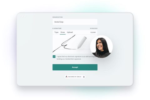 Qwilr screenshot: E-signature acceptance screen