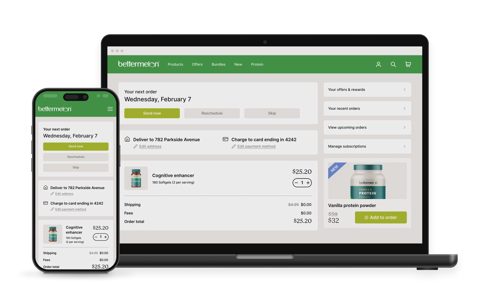 Recharge screenshot: Customer portal on desktop and mobile