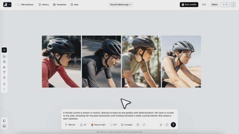 Recraft screenshot: Canvas editor with image prompt