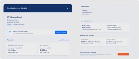 Baselane screenshot: Rent collection details