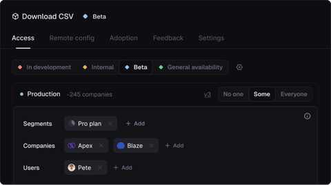 Reflag screenshot: Flag access rules by segment
