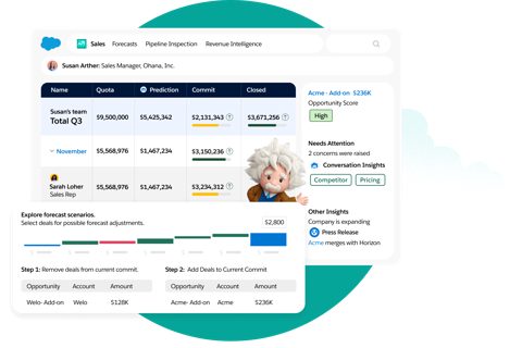 Salesforce Sales Cloud screenshot: Pipeline inspection and forecast view