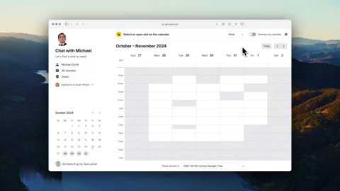 SavvyCal screenshot: Scheduling page with open time slots