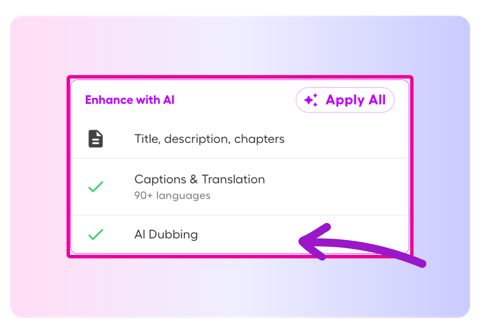 Screencastify screenshot: Video editor with AI dubbing panel