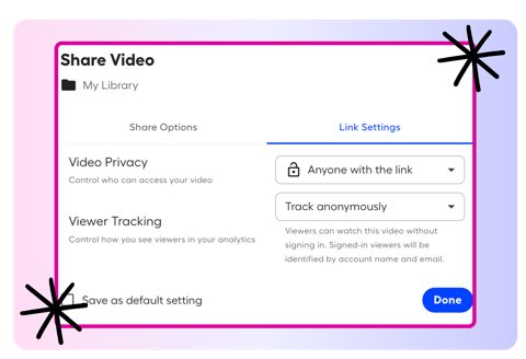 Screencastify screenshot: Share dialog with link settings