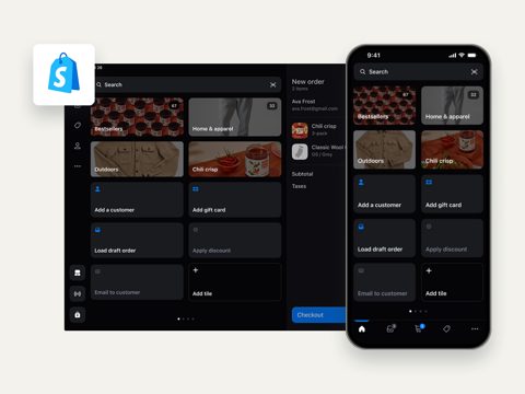 Shopify POS screenshot: POS app on tablet and phone