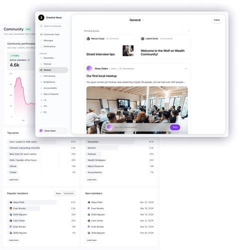 beehiiv screenshot: Community space