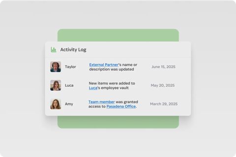 1Password screenshot: Account activity report