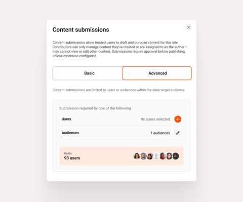 Simpplr screenshot: Content submissions settings