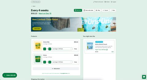 Skio screenshot: Customer subscription portal