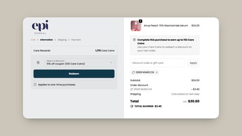 Smile.io screenshot: Redeeming points at checkout