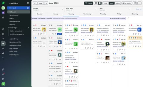 Sprout Social screenshot: Publishing calendar with scheduled posts