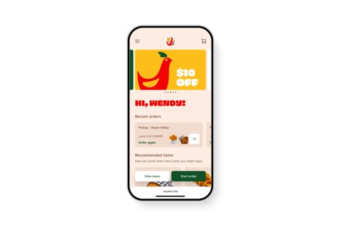 Square for Restaurants screenshot: Online ordering app on a phone