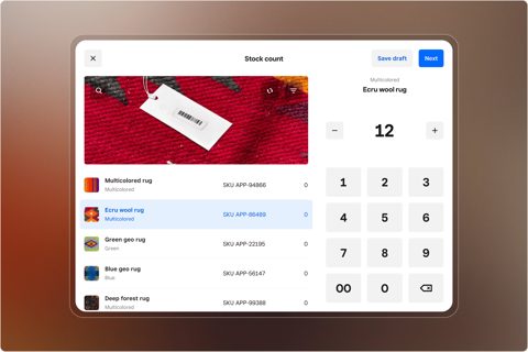Square for Retail screenshot: Stock count screen with item list