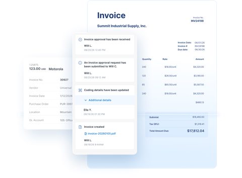 Stampli screenshot: Invoice with approval activity history