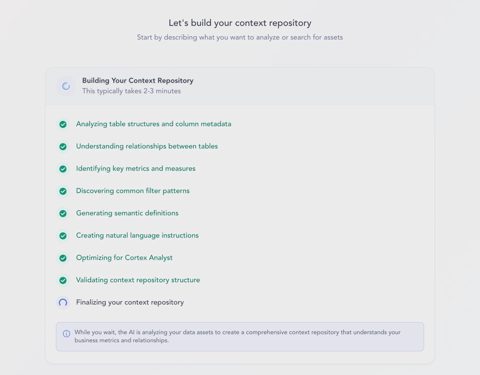 Atlan screenshot: Context repository build progress