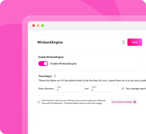Stay AI screenshot: Winback engine settings
