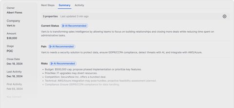 Sybill screenshot: Deal property templates