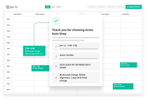 AutoLeap screenshot: Appointment calendar
