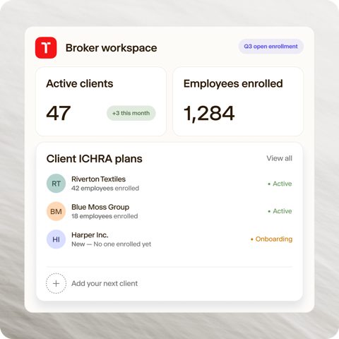 Thatch screenshot: Broker workspace with client plans