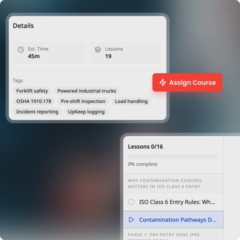 UpKeep screenshot: Training course details and lessons