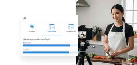 WebinarJam screenshot: Poll results in the webinar log