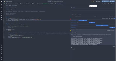 Windmill screenshot: Script editor with logs