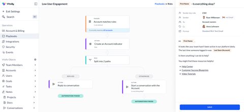 Vitally screenshot: Automation builder