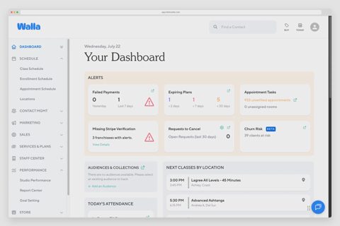 Walla screenshot: Studio dashboard overview