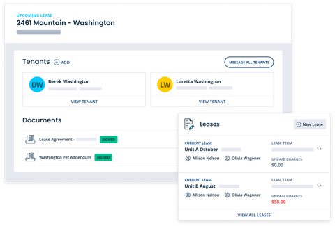 TurboTenant screenshot: Tenants and leases for a property