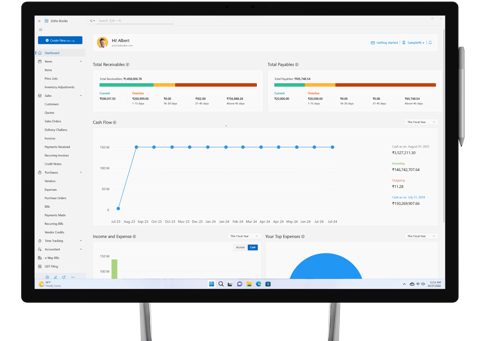 Zoho Books screenshot: Books desktop app dashboard