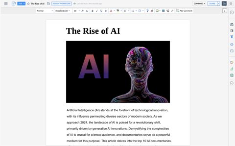 Zoho Workplace screenshot: Document editor